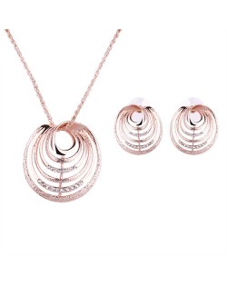Rhinestone Embellished Hollow Rounds Design 2 pcs Fashion Jewelry Set