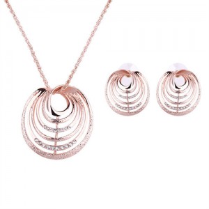 Rhinestone Embellished Hollow Rounds Design 2 pcs Fashion Jewelry Set