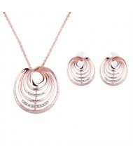 Rhinestone Embellished Hollow Rounds Design 2 pcs Fashion Jewelry Set