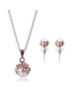 Daisy Attached Pearl Design 2 pcs Fashion Jewelry Set