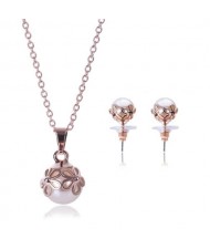 Daisy Attached Pearl Design 2 pcs Fashion Jewelry Set