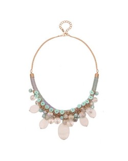 Assorted Crystal Beads and Waterdrops Design High Fashion Costume Necklace