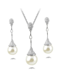Pearl Fashion Dripping Waterdrop Inspired 2 pcs Fashion Jewelry Set - Silver