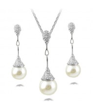Pearl Fashion Dripping Waterdrop Inspired 2 pcs Fashion Jewelry Set - Silver