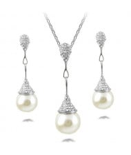 Pearl Fashion Dripping Waterdrop Inspired 2 pcs Fashion Jewelry Set - Silver
