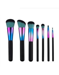 7 pcs Gradiant Color Black Handle Design Short High Fashion Makeup Brushes