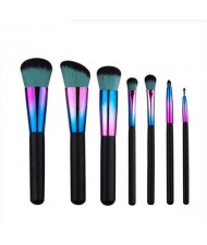 7 pcs Gradiant Color Black Handle Design Short High Fashion Makeup Brushes