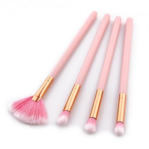4 pcs Golden Pipe Pink Handle Fashion Makeup Brushes