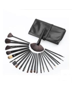 24 pcs Mini Fashion Cosmetic Makeup Brushes Set - Black