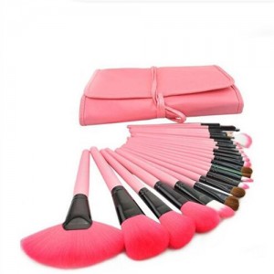 24 pcs Mini Fashion Cosmetic Makeup Brushes Set - Pink