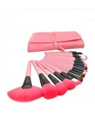 24 pcs Mini Fashion Cosmetic Makeup Brushes Set - Pink