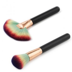 2 pcs Short Black Handle Gradiant Color Makeup Brushes Set