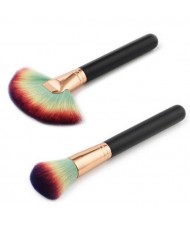 2 pcs Short Black Handle Gradiant Color Makeup Brushes Set