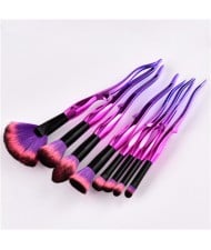 8 pcs Leaf Handle Design Purple Fashion Makeup Brushes Set