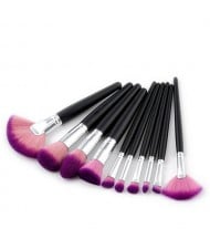 10 pcs Black Handle Gradiant Color High Fashion Cosmetic Makeup Brushes Set - Purple