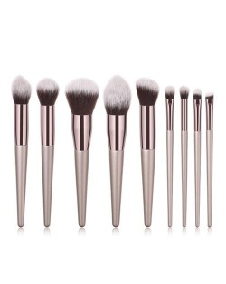 10 pcs Luxurious Style Champagne Gold Color Handle Fashion Makeup Brushes Set