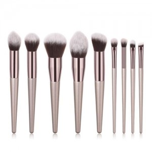 10 pcs Luxurious Style Champagne Gold Color Handle Fashion Makeup Brushes Set