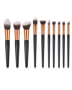 8 pcs Leaf Handle Design Brown Green Fashion Makeup Brushes Set