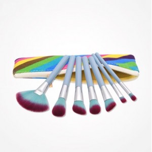 7 pcs Gradiant Color Blue Handle Fashion Cosmetic Makeup Brushes Set