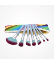 7 pcs Gradiant Color Blue Handle Fashion Cosmetic Makeup Brushes Set
