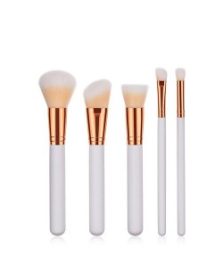 5 pcs Golden Pipe White Handle Fashion Cosmetic Makeup Brushes Set
