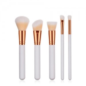 5 pcs Golden Pipe White Handle Fashion Cosmetic Makeup Brushes Set