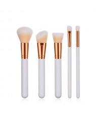 5 pcs Golden Pipe White Handle Fashion Cosmetic Makeup Brushes Set