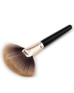 Black Wooden Handle Brown Fan-shape Fashion Makeup Brush