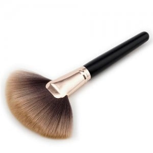 Black Wooden Handle Brown Fan-shape Fashion Makeup Brush