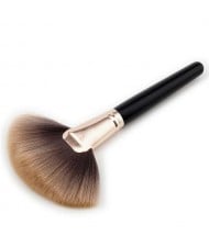 Black Wooden Handle Brown Fan-shape Fashion Makeup Brush