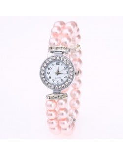 4 Colors Available Pearls Fashion Mini Index Design Women Wrist Watch