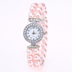 4 Colors Available Pearls Fashion Mini Index Design Women Wrist Watch