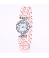 4 Colors Available Pearls Fashion Mini Index Design Women Wrist Watch