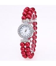4 Colors Available Pearls Fashion Mini Index Design Women Wrist Watch