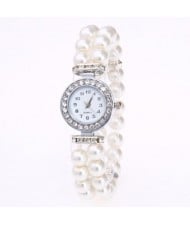 4 Colors Available Pearls Fashion Mini Index Design Women Wrist Watch