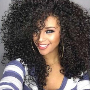 African Kinky Curly Color 1 Synthetic Wig
