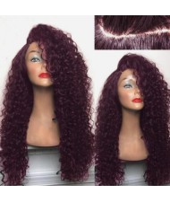 3 Colors Available Kinky Curly Long Hair Side Part High Fashion Women Synthetic Wig
