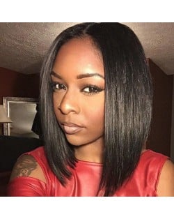 Black Straight Bob Style Shoulder Length Women Synthetic Wig