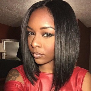 Black Straight Bob Style Shoulder Length Women Synthetic Wig
