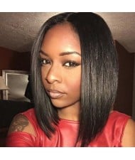 Black Straight Bob Style Shoulder Length Women Synthetic Wig