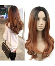 2 Gradient Color Available Body Wave Long Hair Middle Side Part High Fashion Women Synthetic Wig