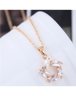 Cubic Zirconia Sweet Polygon Pendant High Fashion Costume Necklace