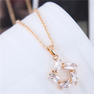 Cubic Zirconia Sweet Polygon Pendant High Fashion Costume Necklace