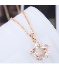 Cubic Zirconia Sweet Polygon Pendant High Fashion Costume Necklace