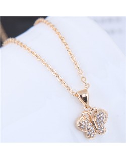 Cubic Zirconia Inlaid Butterfly Pendant Fashion Copper Necklace