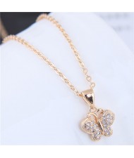 Cubic Zirconia Inlaid Butterfly Pendant Fashion Copper Necklace