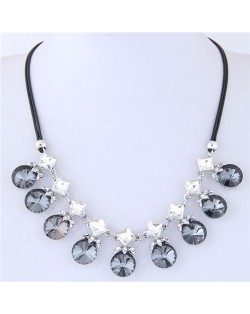 Shining Stars and Round Gems Combo Design High Fashion Women Rope Short Costume Necklace - Gray