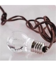 Bulb Shape Pendant Leather Rope Sweater Chain