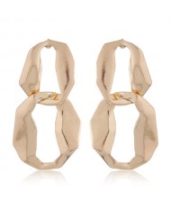 Bold Fashion Abstract Linked Hoop Design Statement Earrings - Golden