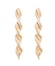 Dangling Spiral Style Alloy High Fashion Statement Earrings - Golden